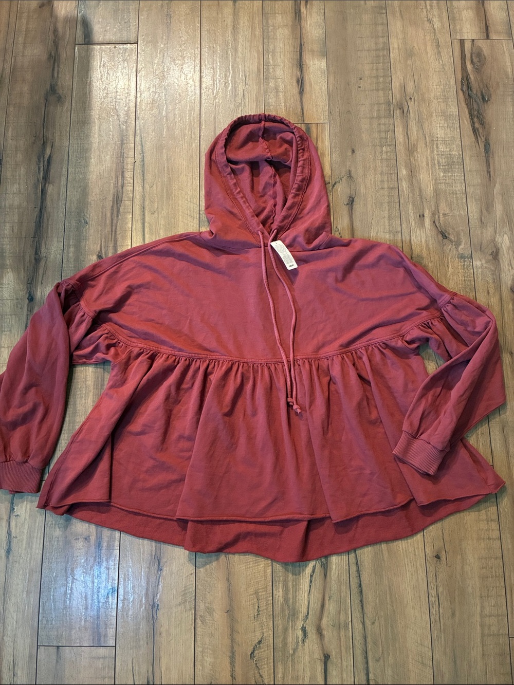 aerie Ruffled Drawstring Hoodie Oversized